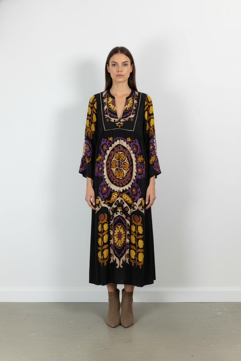 Robe Longue Noire et Jaune - Taille M/38 de la marque ba&sh | PARAD99323 - Vendu par Paradigme - Image 1