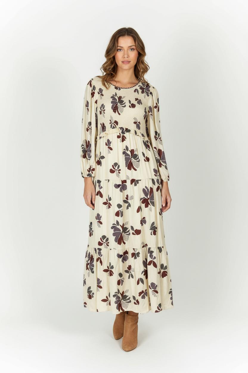Robe Longue Écrue et Bordeaux - Taille M/38 de la marque ba&sh | PARAD99324 - Vendu par Paradigme - Image 1