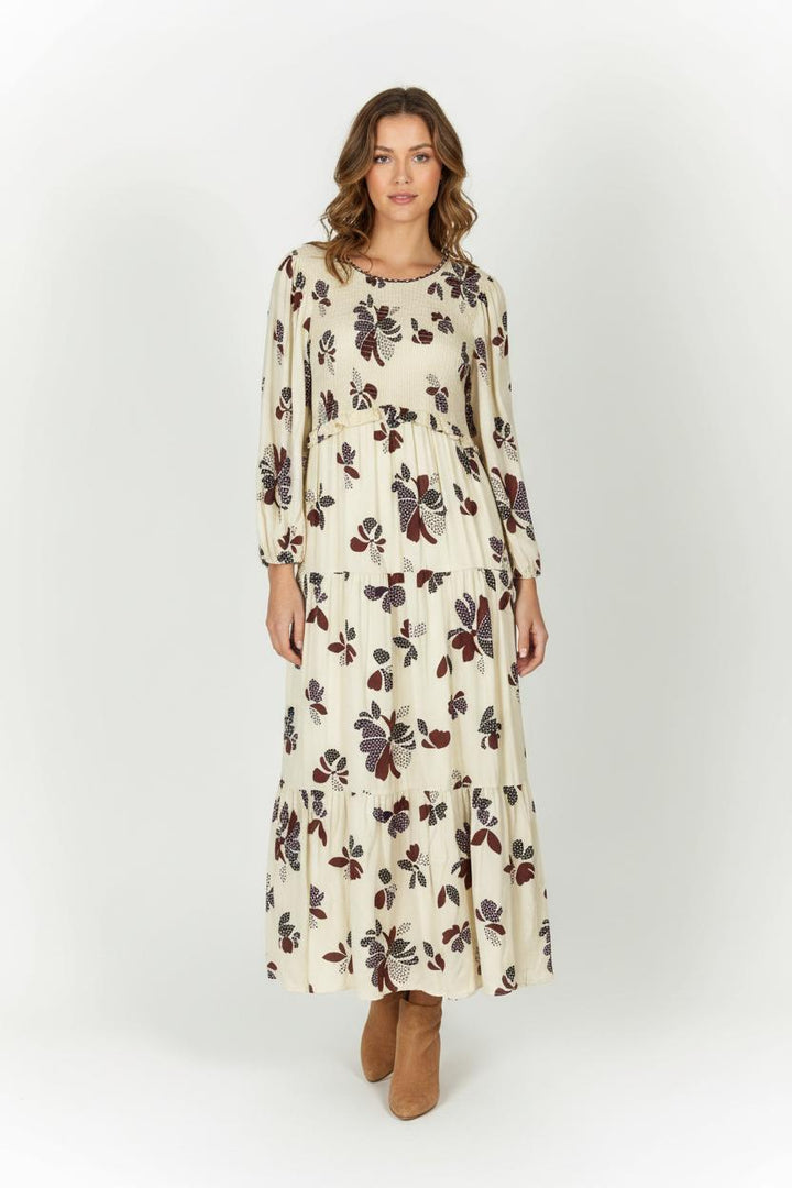 Robe Longue Écrue et Bordeaux - Taille M/38 de la marque ba&sh | PARAD99324 - Vendu par Paradigme - Image 1