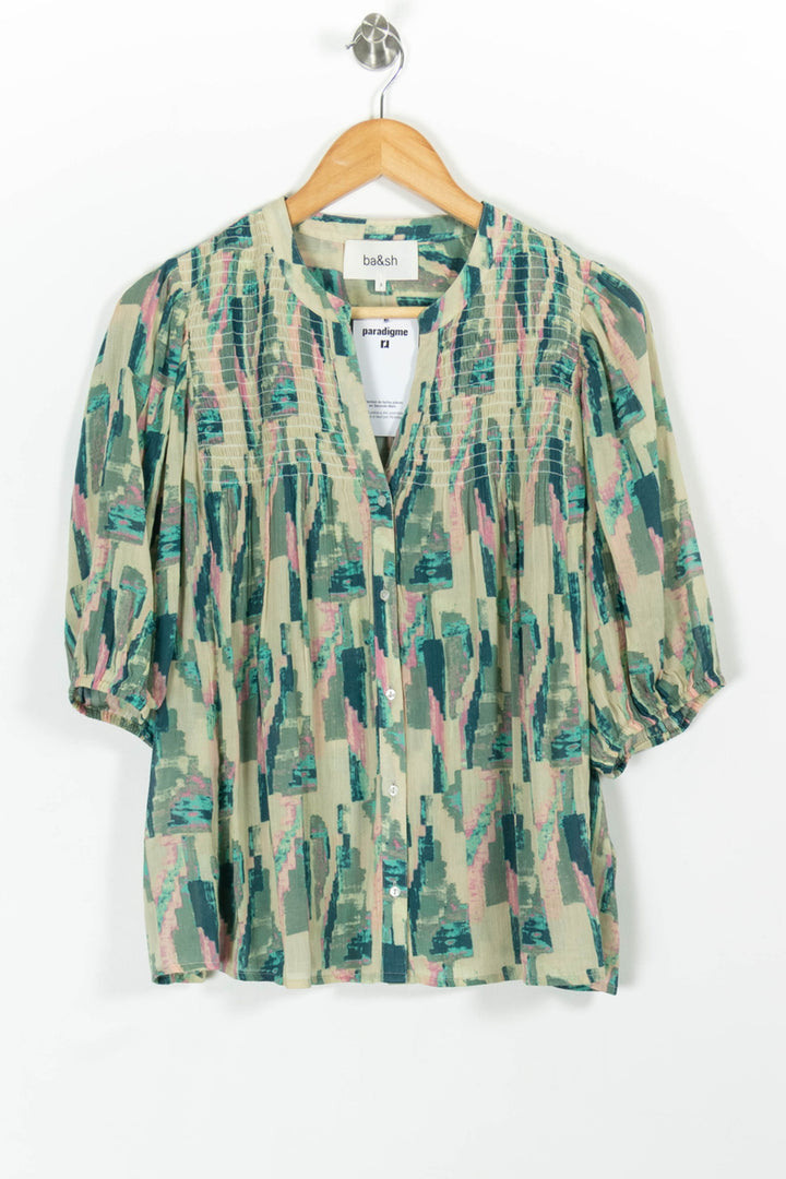 Blouse Verte et Rose - Taille L/40 de la marque ba&sh | PARAD99332 - Vendu par Paradigme - Image 2