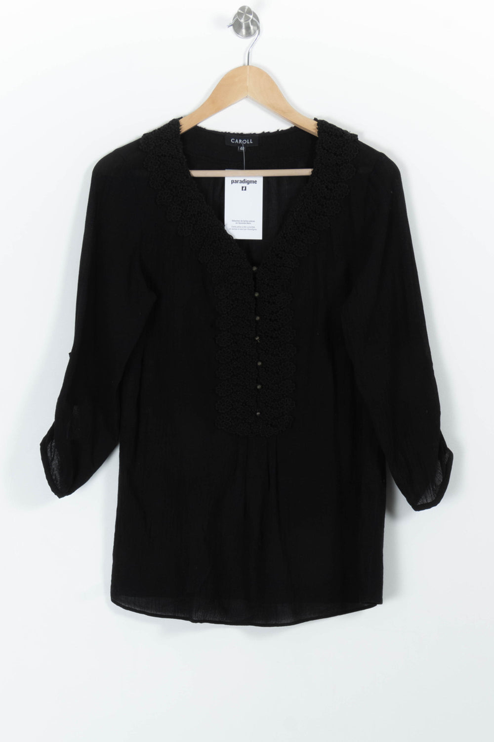 Blouse Noire - Taille L/40 de la marque Caroll | PARAD99384 - Vendu par Paradigme - Image 2