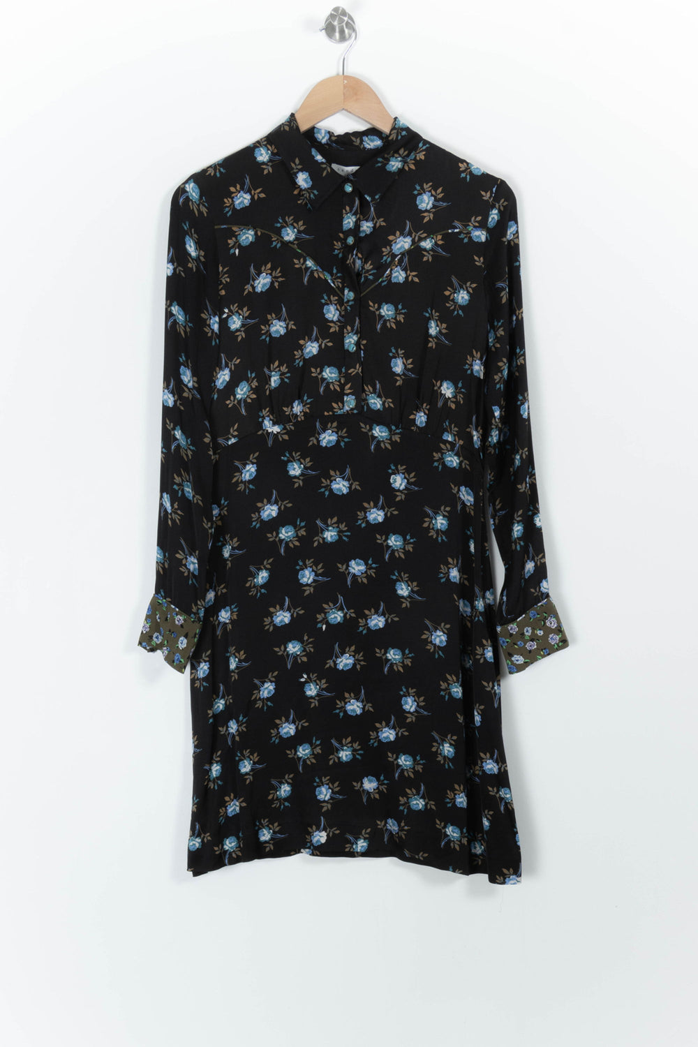 Robe Chemise Noire et Bleue - Taille M/38 de la marque Sandro | PARAD99385 - Vendu par Paradigme - Image 2