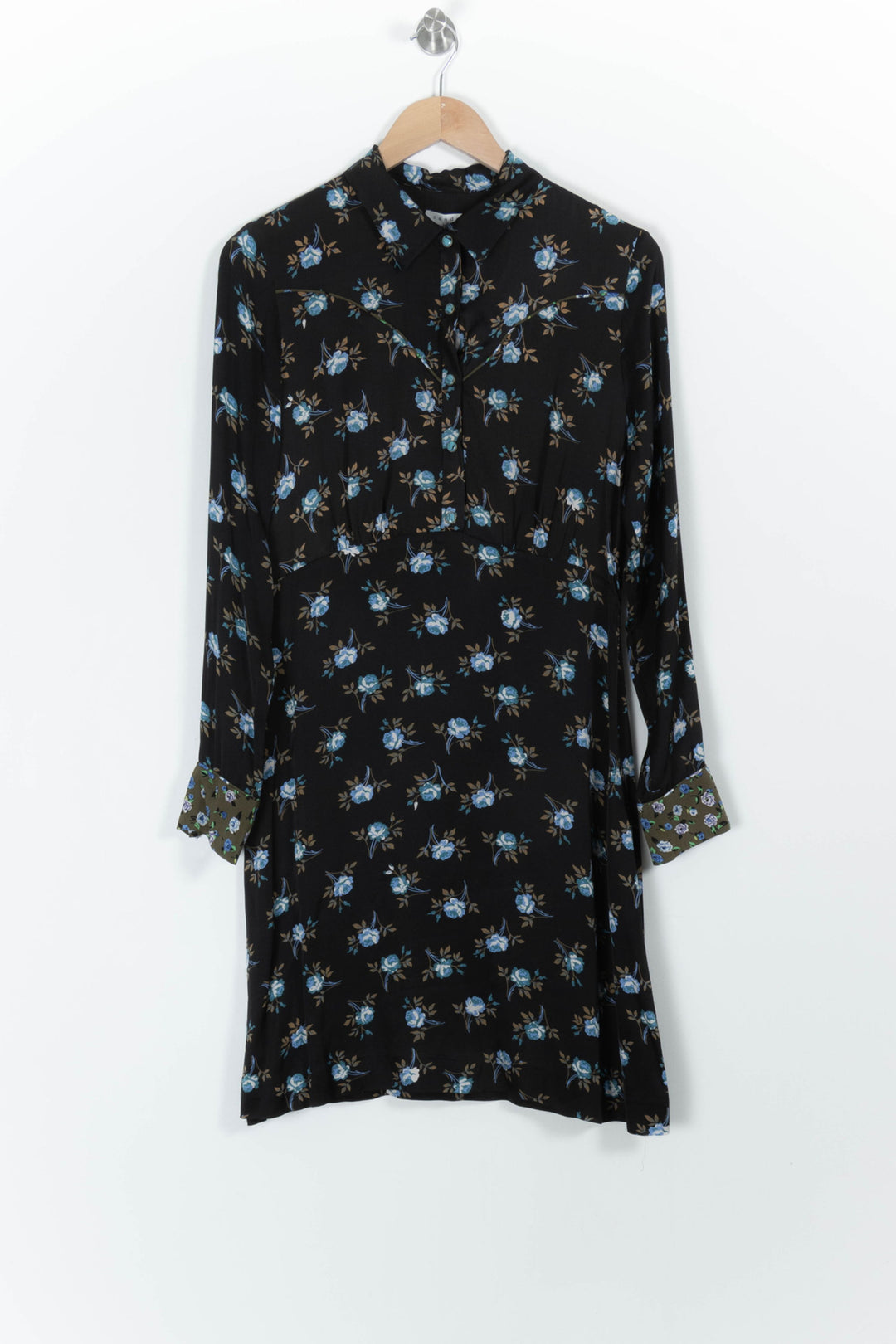 Robe Chemise Noire et Bleue - Taille M/38 de la marque Sandro | PARAD99385 - Vendu par Paradigme - Image 2