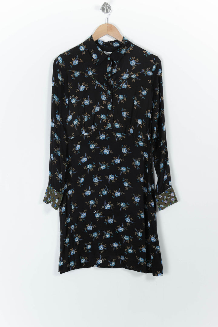 Robe Chemise Noire et Bleue - Taille M/38 de la marque Sandro | PARAD99385 - Vendu par Paradigme - Image 2