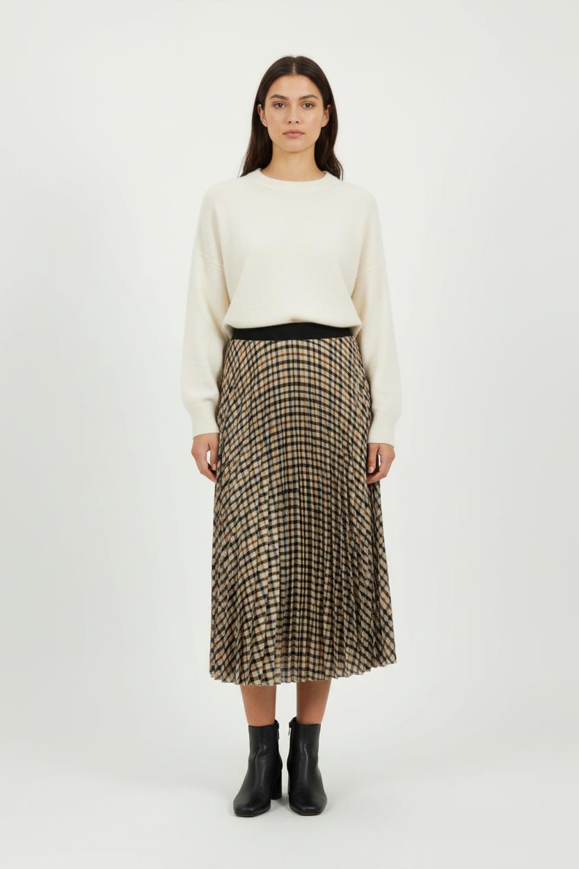 Jupe Plissée Marron et Noir - Taille M/38 de la marque Maje | PARAD99394 - Vendu par Paradigme - Image 1