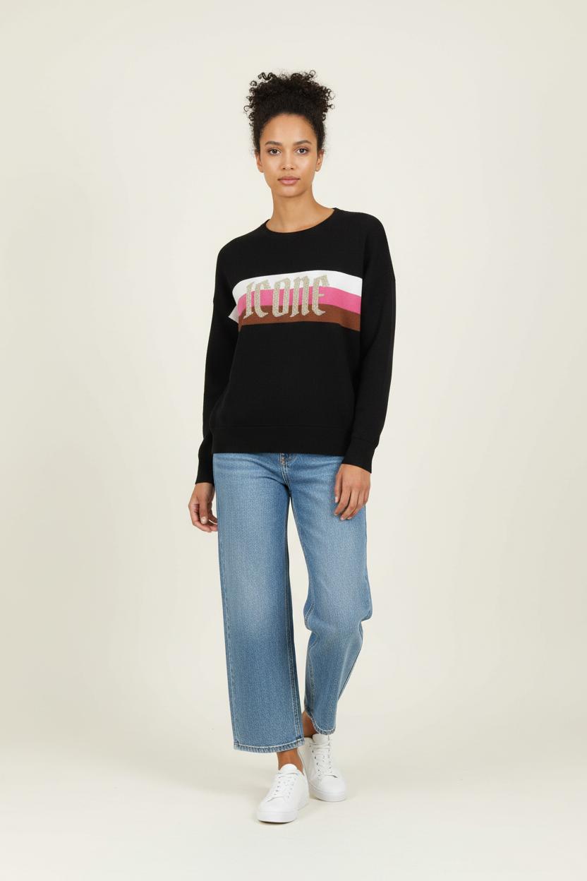 Sweat Noir blanc rose et marron - Taille S/36 de la marque Suncoo | PARAD99395 - Vendu par Paradigme - Image 1