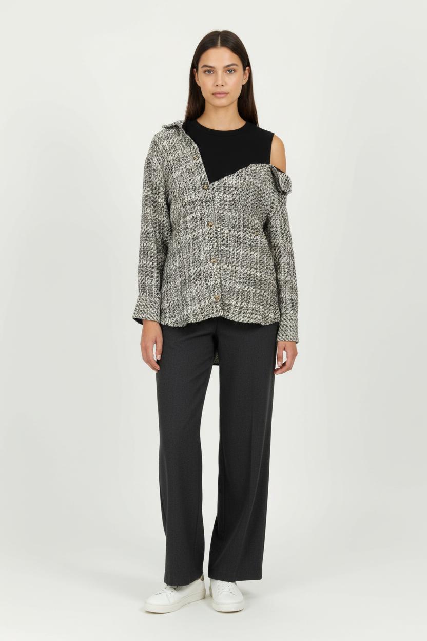 Chemise Noire et Grise - Taille S/36 de la marque Maje | PARAD99399 - Vendu par Paradigme - Image 1