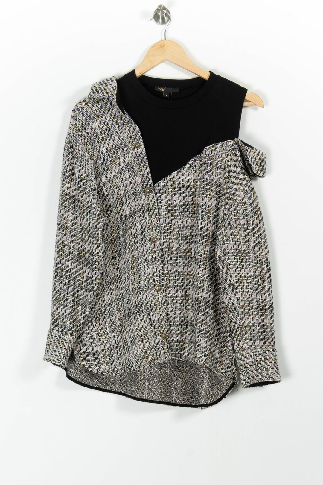 Chemise Noire et Grise - Taille S/36 de la marque Maje | PARAD99399 - Vendu par Paradigme - Image 2