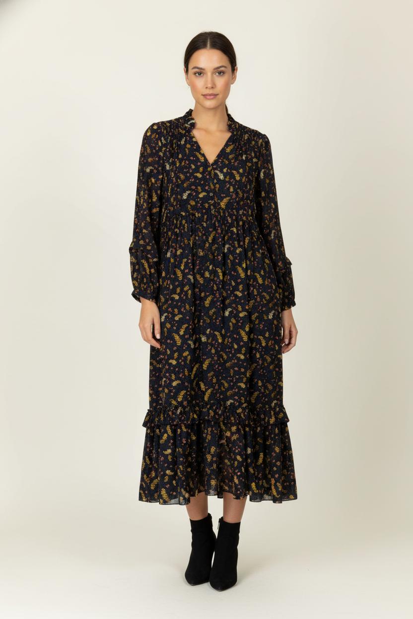 Robe Longue Noire et Jaune - Taille L/40 de la marque Claudie Pierlot | PARAD99404 - Vendu par Paradigme - Image 1