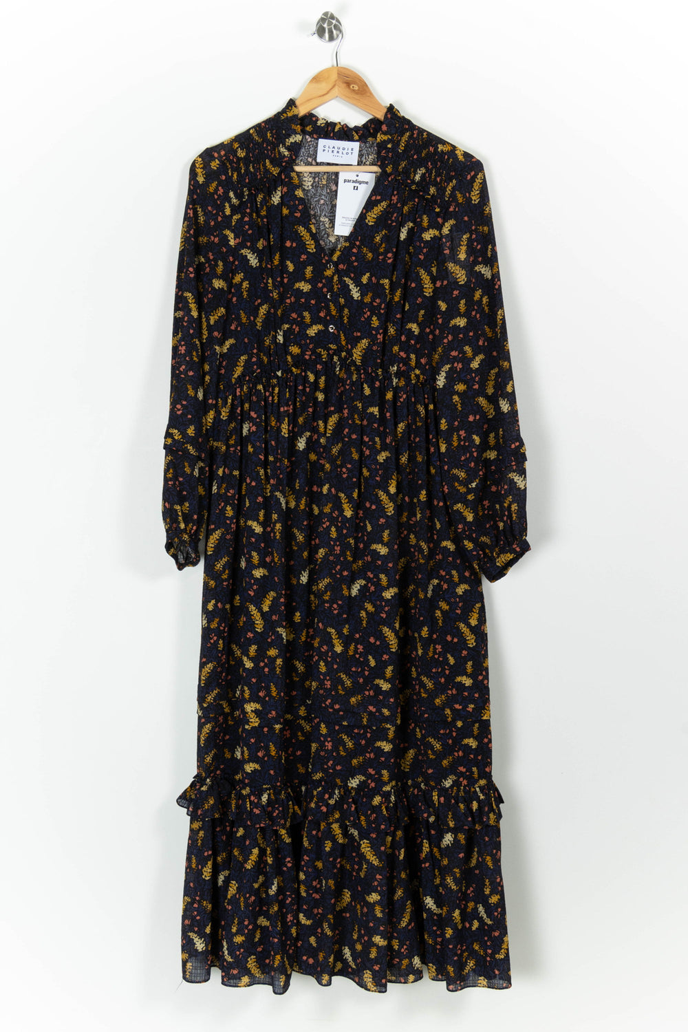 Robe Longue Noire et Jaune - Taille L/40 de la marque Claudie Pierlot | PARAD99404 - Vendu par Paradigme - Image 2