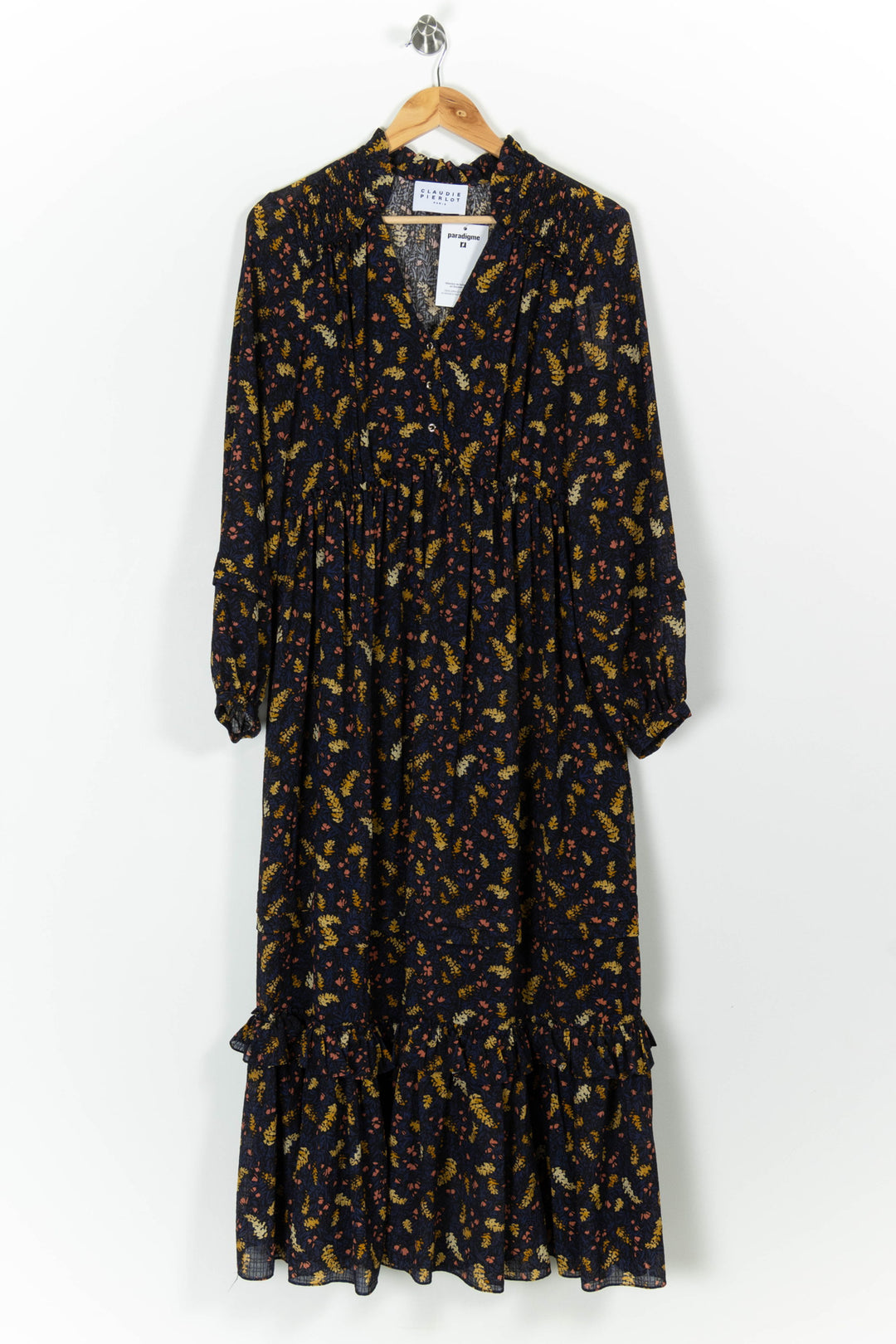 Robe Longue Noire et Jaune - Taille L/40 de la marque Claudie Pierlot | PARAD99404 - Vendu par Paradigme - Image 2