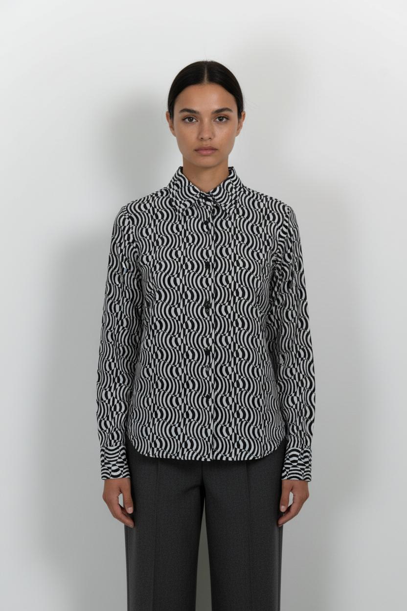 Chemise Noire et Blanche - Taille S/36 de la marque Agnès b. | PARAD99421 - Vendu par Paradigme - Image 1