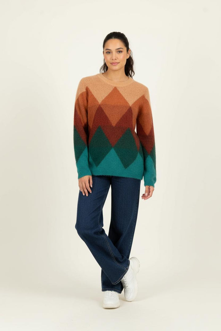 Pull Marron et Vert - Taille S/36 de la marque Sud express | PARAD99433 - Vendu par Paradigme - Image 1