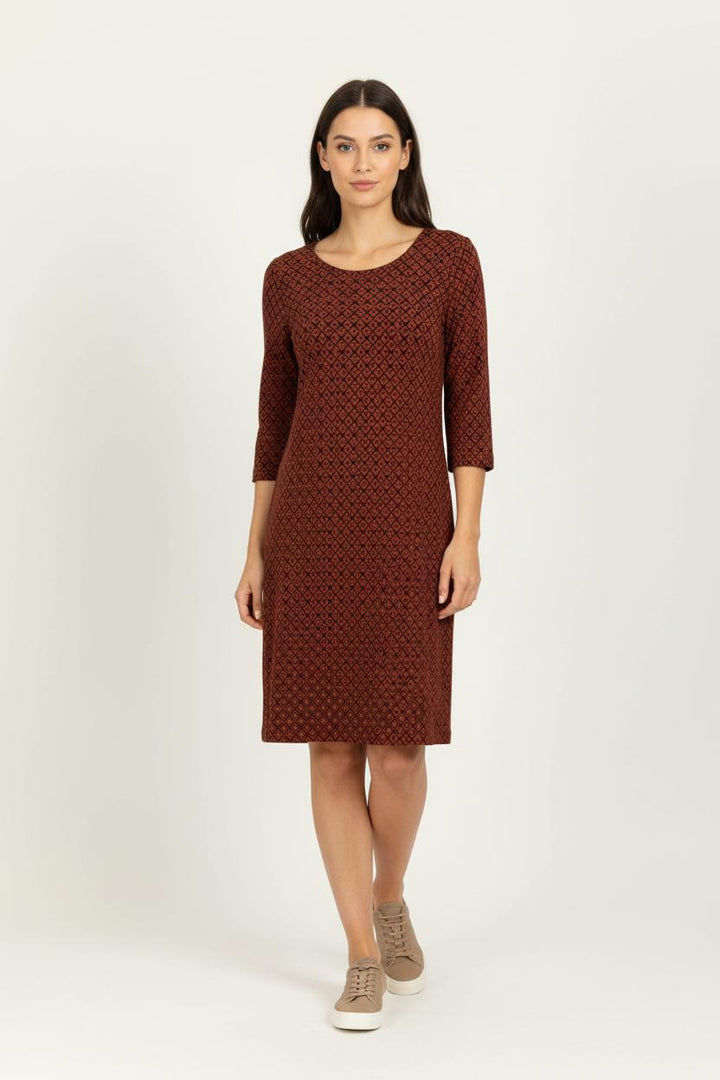 Robe Droite Bordeaux et Noir - Taille S/36 de la marque La Fée Maraboutée | PARAD99439 - Vendu par Paradigme - Image 1