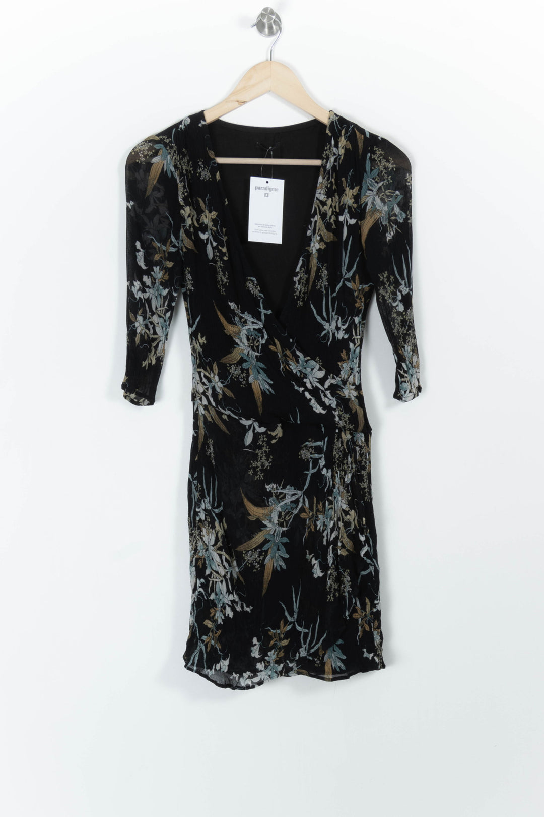 Robe Portefeuille Noire et Beige - Taille S/36 de la marque IKKS | PARAD99445 - Vendu par Paradigme - Image 2