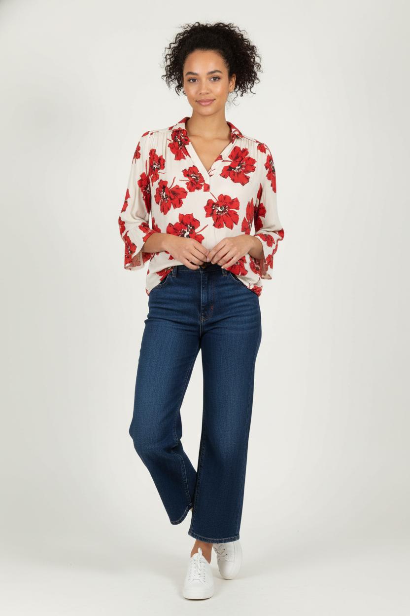 Blouse Écrue et Rouge - Taille XS/34 de la marque ba&sh | PARAD99449 - Vendu par Paradigme - Image 1