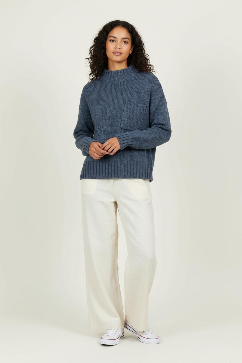 Pull Col Cheminée Bleu - Taille L/40 de la marque Humility | PARAD99490 - Vendu par Paradigme - Image 1