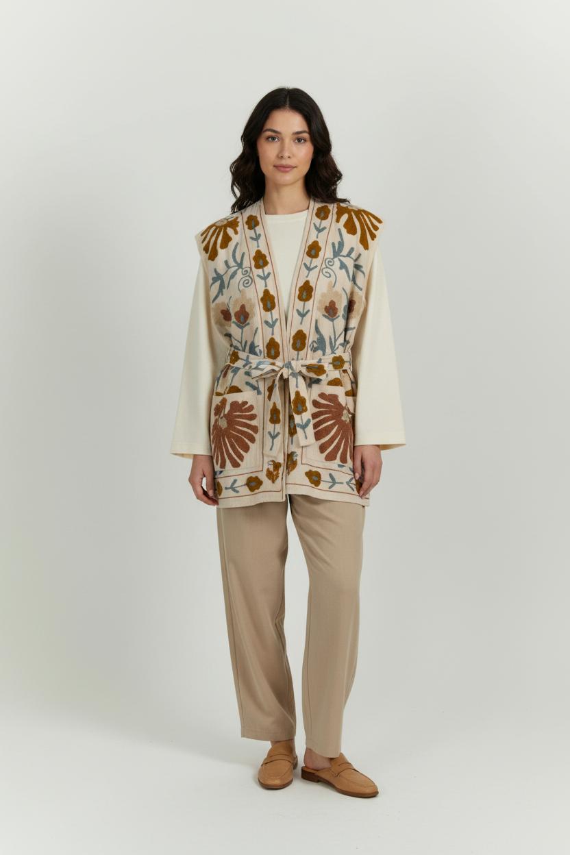 Gilet Sans Manches Beige et Marron - Taille L/40 de la marque Louizon | PARAD99493 - Vendu par Paradigme - Image 1