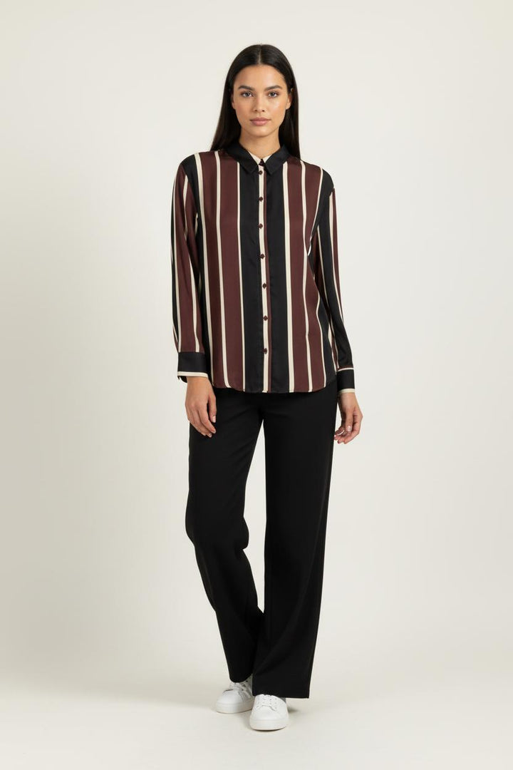 Chemise Rayée Bordeaux Noir et Beige - Taille M/38 de la marque Imperial | PARAD99496 - Vendu par Paradigme - Image 1