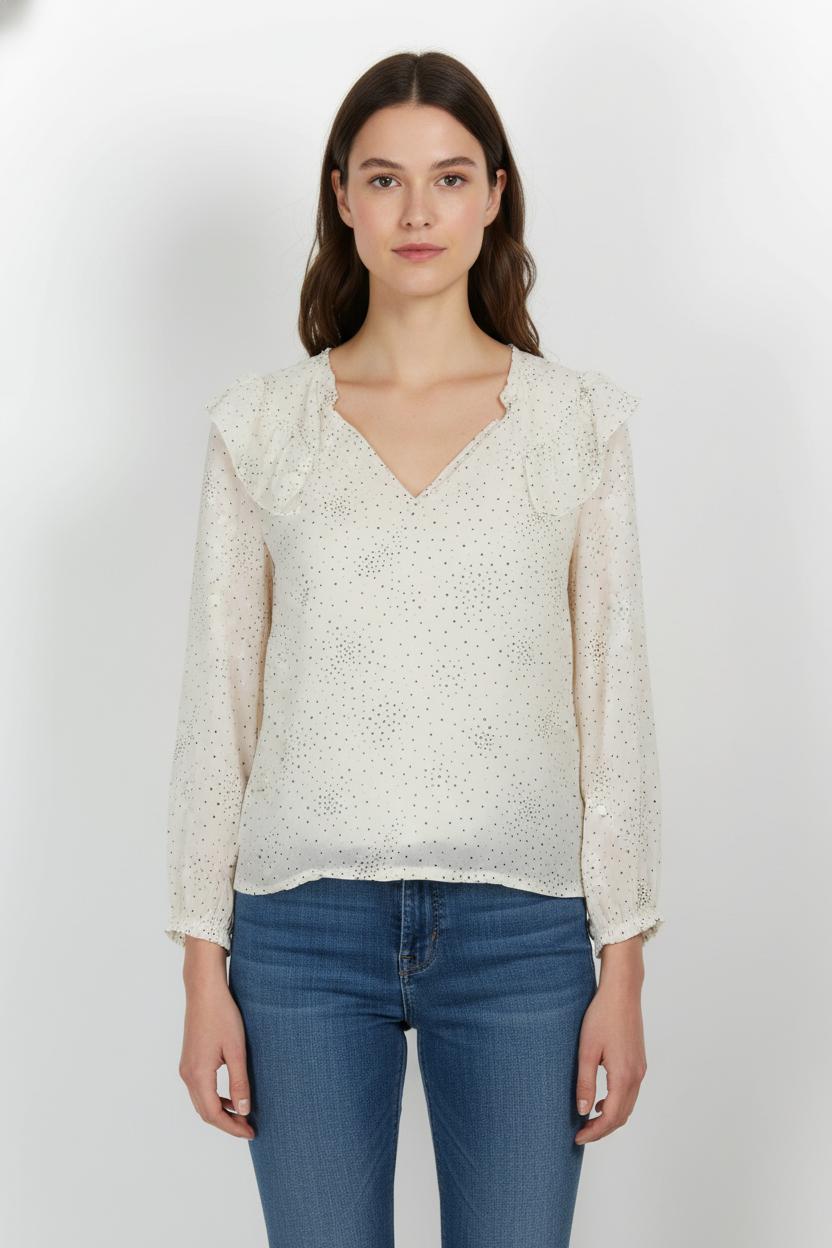 Blouse Blanche à Pois Noirs - Taille S/36 de la marque Maje | PARAD99512 - Vendu par Paradigme - Image 1