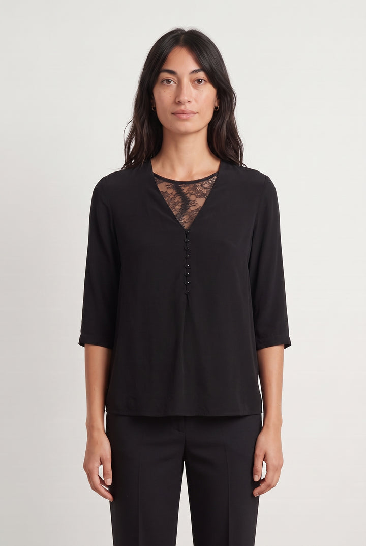 Blouse Noire - Taille S/36 de la marque Sandro | PARAD99531 - Vendu par Paradigme - Image 1