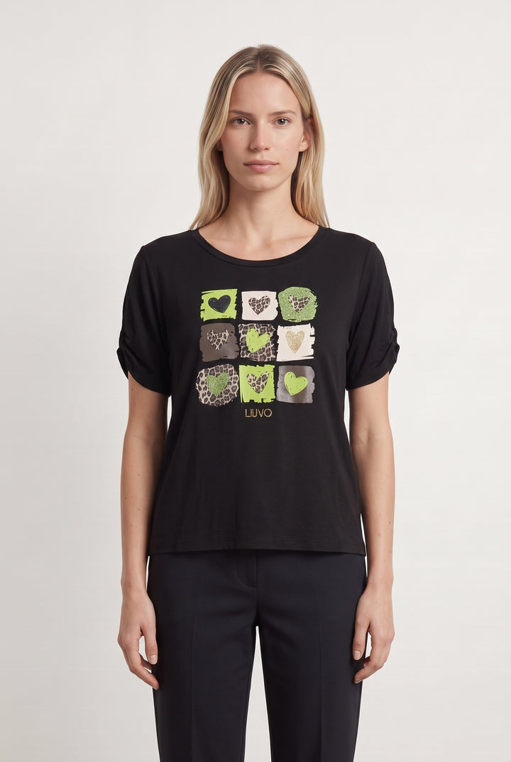 T-shirt Noir et Vert - Taille XS/34 de la marque Liu Jo | PARAD99564 - Vendu par Paradigme - Image 1