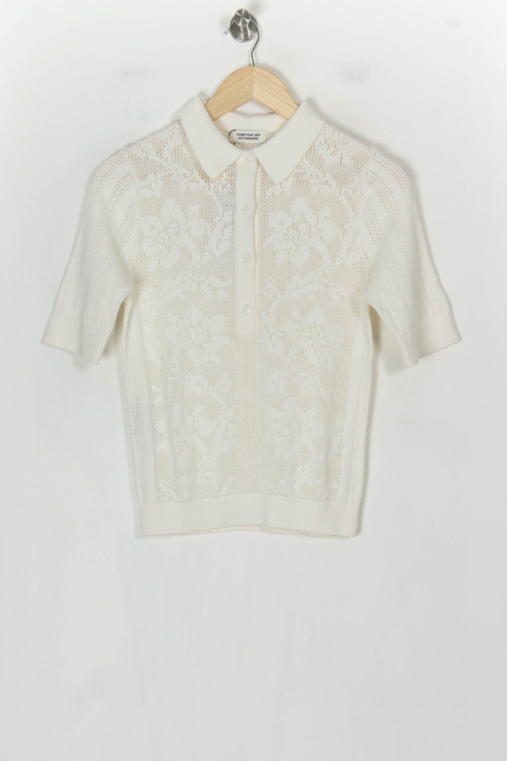 Pull Polo Blanc - Taille S/36 de la marque Comptoir des Cotonniers | PARAD99582 - Vendu par Paradigme - Image 2
