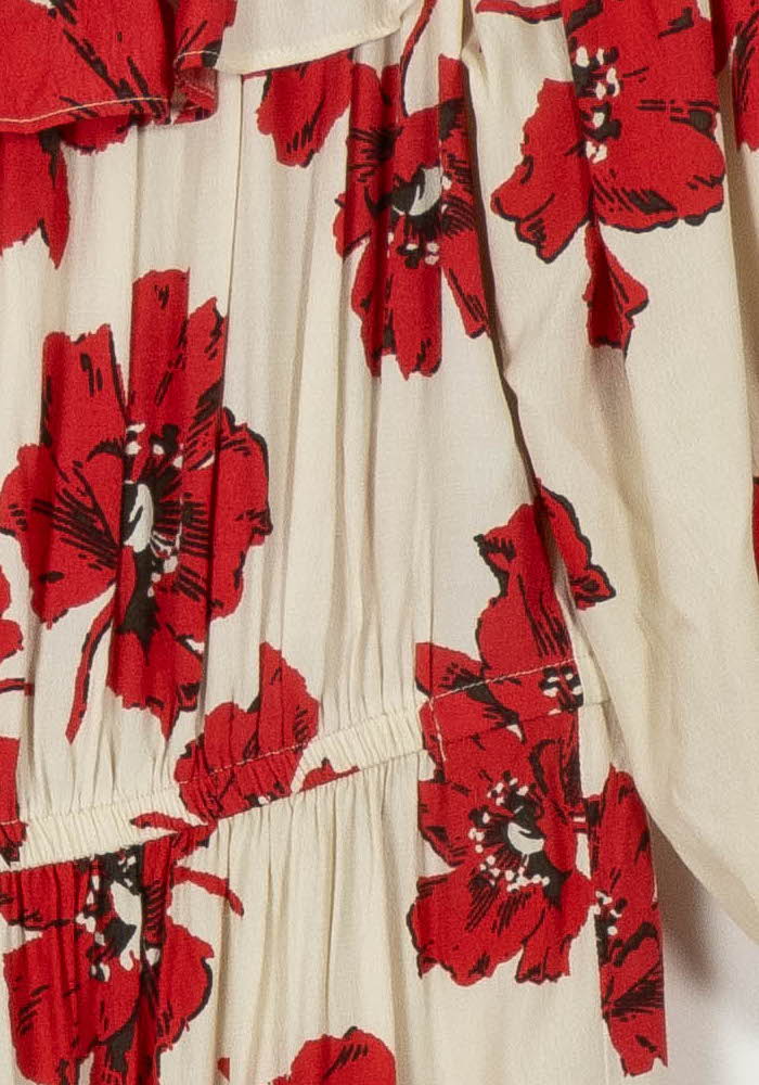 Robe Épaules Dénudées Écrue et Rouge - Taille M/38 de la marque ba&sh | PARAD99597 - Vendu par Paradigme - Image 3