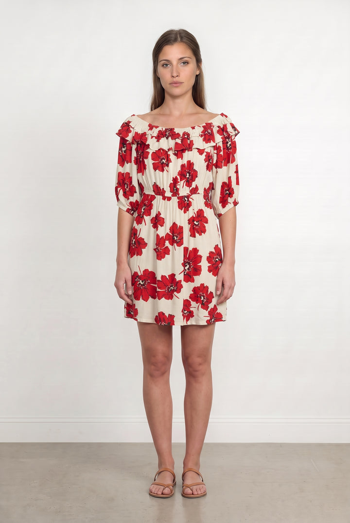 Robe Épaules Dénudées Écrue et Rouge - Taille M/38 de la marque ba&sh | PARAD99597 - Vendu par Paradigme - Image 1