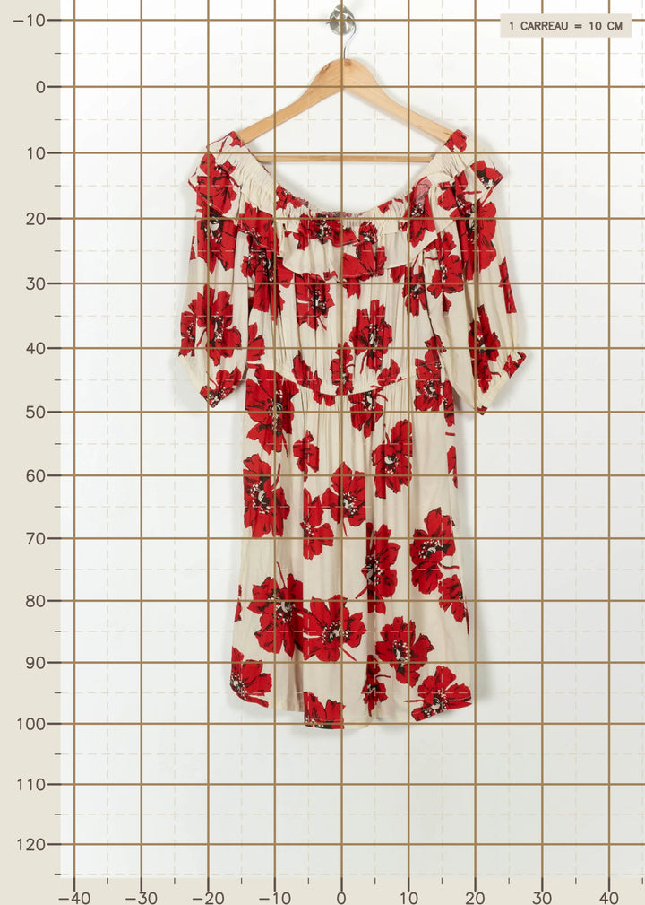 Robe Épaules Dénudées Écrue et Rouge - Taille M/38 de la marque ba&sh | PARAD99597 - Vendu par Paradigme - Image 4