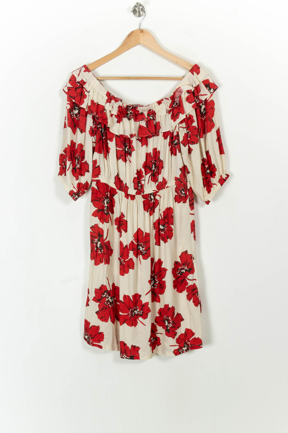 Robe Épaules Dénudées Écrue et Rouge - Taille M/38 de la marque ba&sh | PARAD99597 - Vendu par Paradigme - Image 2