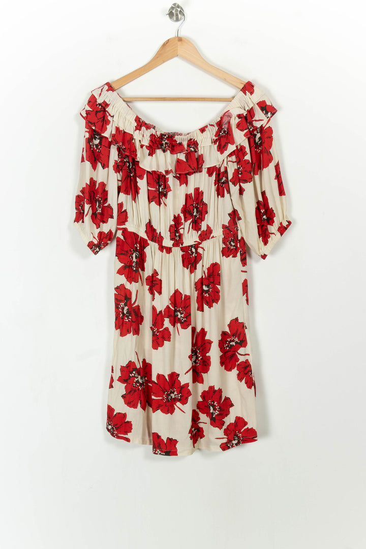 Robe Épaules Dénudées Écrue et Rouge - Taille M/38 de la marque ba&sh | PARAD99597 - Vendu par Paradigme - Image 2
