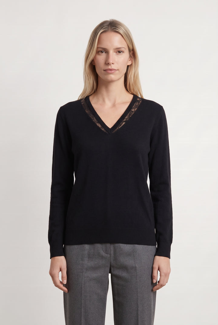 Pull À Col V Noir - Taille M/38 de la marque The Kooples | PARAD99620 - Vendu par Paradigme - Image 1