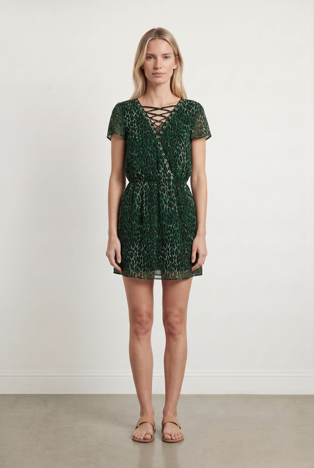Robe Imprimée Verte et Noire - Taille XS/34 de la marque IKKS | PARAD99652 - Vendu par Paradigme - Image 1