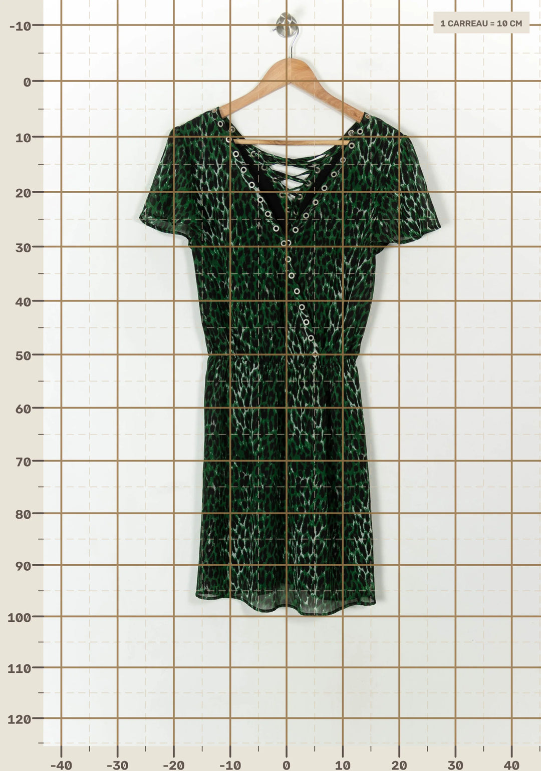 Robe Imprimée Verte et Noire - Taille XS/34 de la marque IKKS | PARAD99652 - Vendu par Paradigme - Image 4