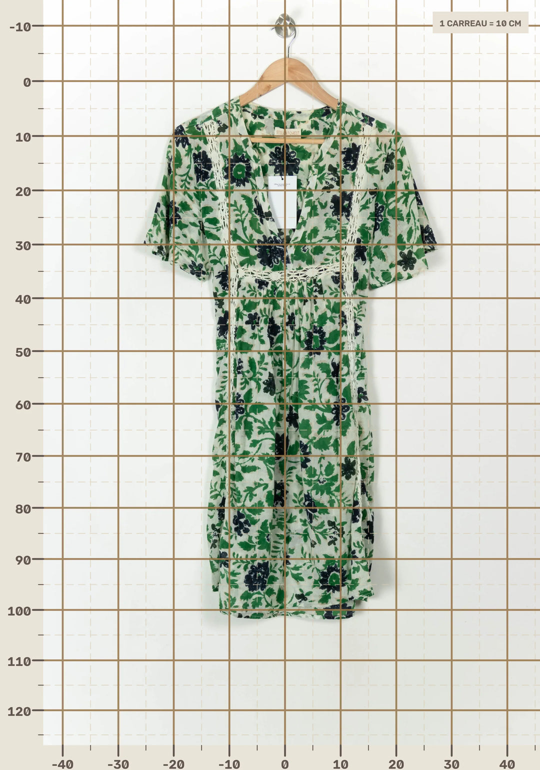 Robe Fleurie Verte et Noire - Taille L/40 de la marque Stella Forest | PARAD99672 - Vendu par Paradigme - Image 4