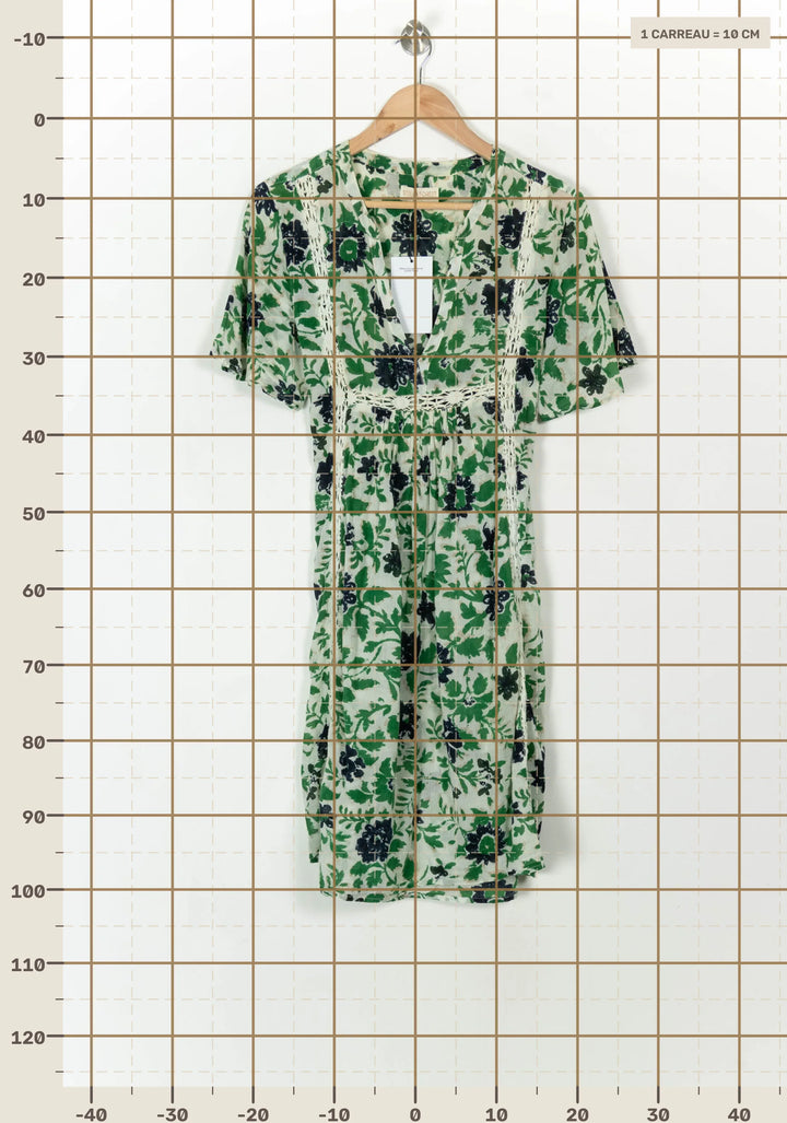 Robe Fleurie Verte et Noire - Taille L/40 de la marque Stella Forest | PARAD99672 - Vendu par Paradigme - Image 4