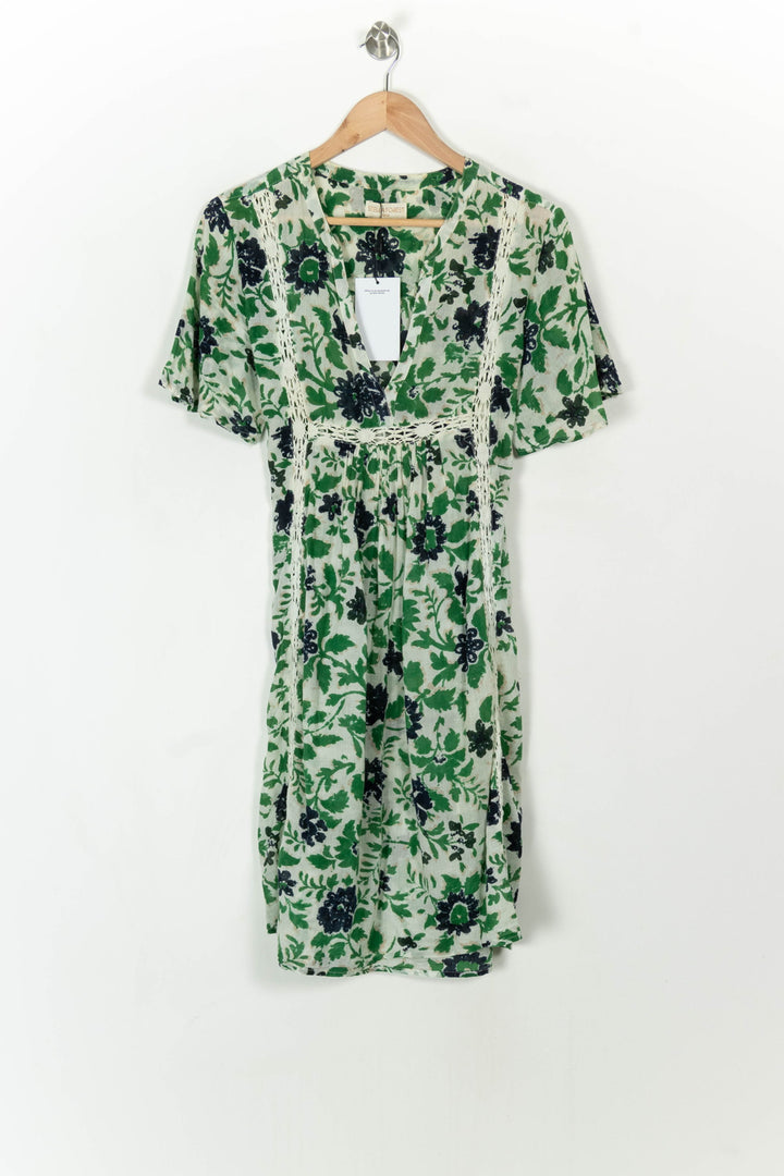 Robe Fleurie Verte et Noire - Taille L/40 de la marque Stella Forest | PARAD99672 - Vendu par Paradigme - Image 2