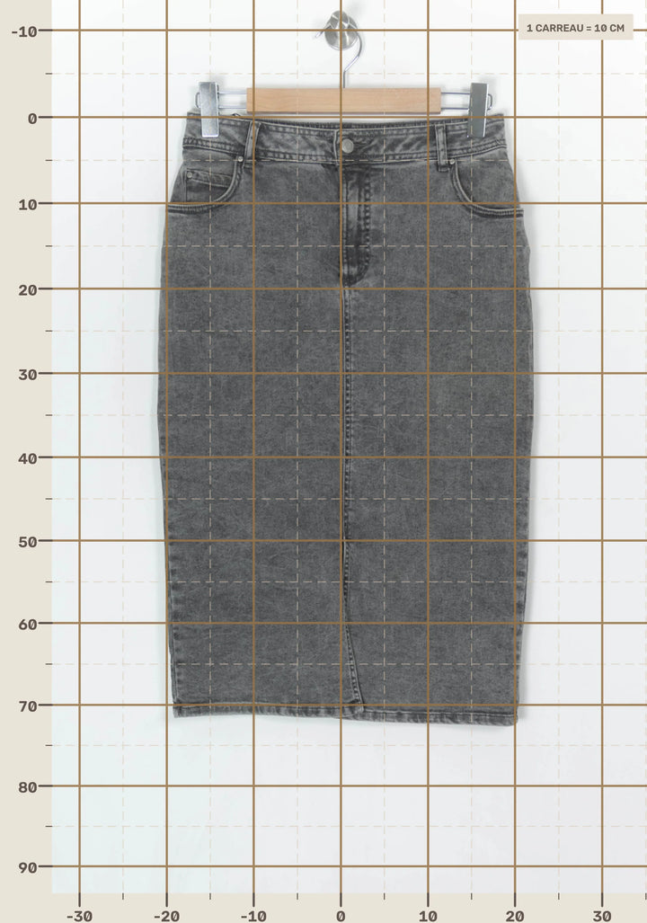 Jupe Midi En Jean Grise - Taille L/40 de la marque IKKS | PARAD99676 - Vendu par Paradigme - Image 4