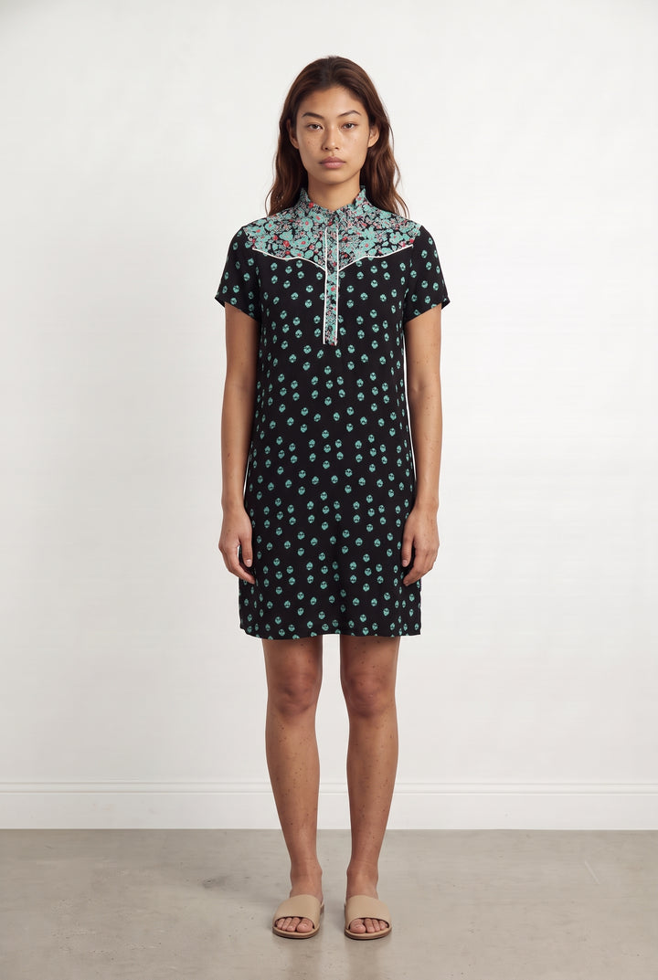Robe Courte Noire et Turquoise - Taille S/36 de la marque Maje | PARAD99682 - Vendu par Paradigme - Image 1