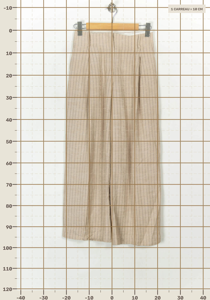 Pantalon Large Beige à Rayures - Taille S/36 de la marque Sandro | PARAD99692 - Vendu par Paradigme - Image 4