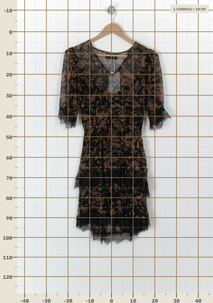 Robe Mi-longue Noire et Marron - Taille S/36 de la marque The Kooples | PARAD99718 - Vendu par Paradigme - Image 4