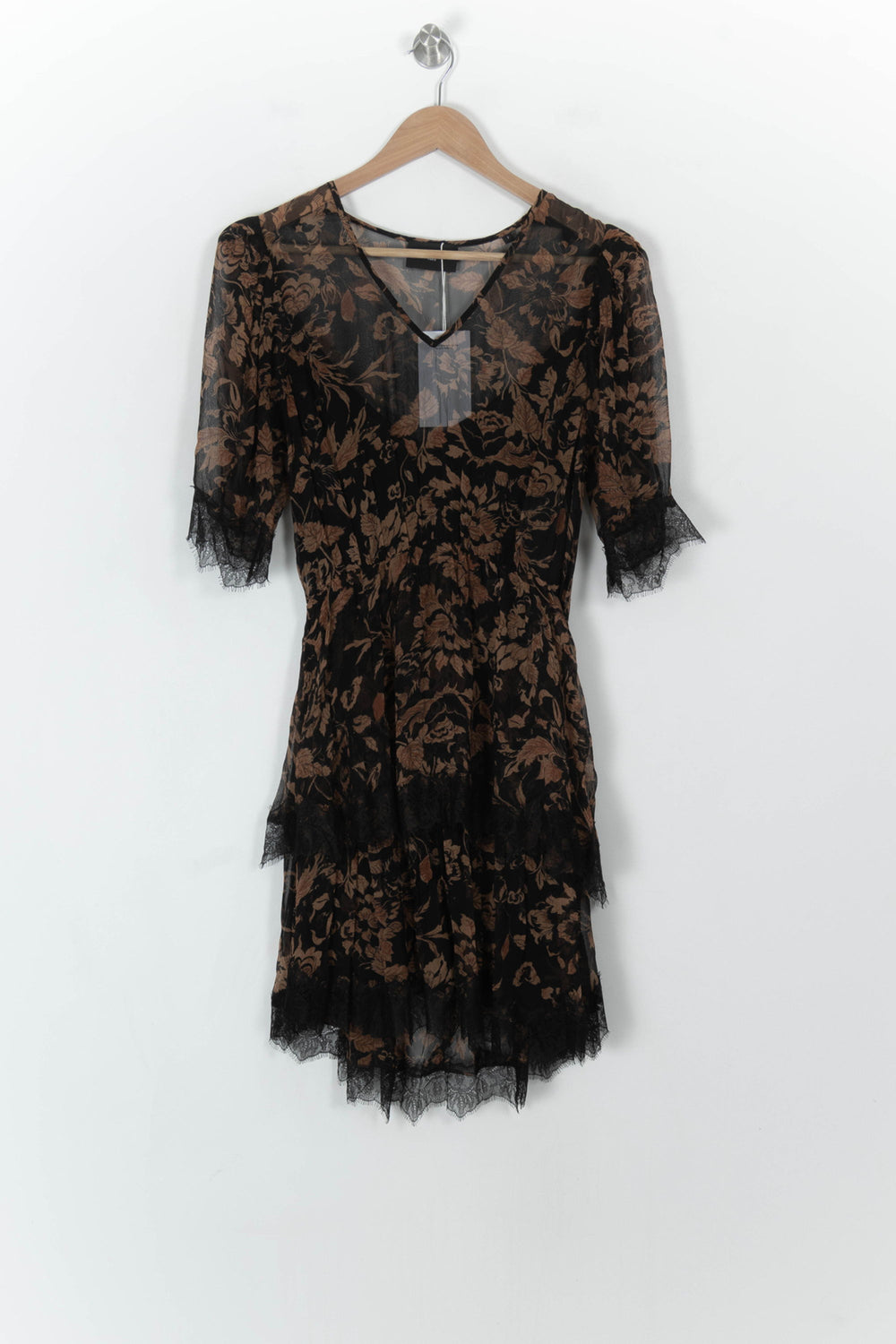Robe Mi-longue Noire et Marron - Taille S/36 de la marque The Kooples | PARAD99718 - Vendu par Paradigme - Image 2
