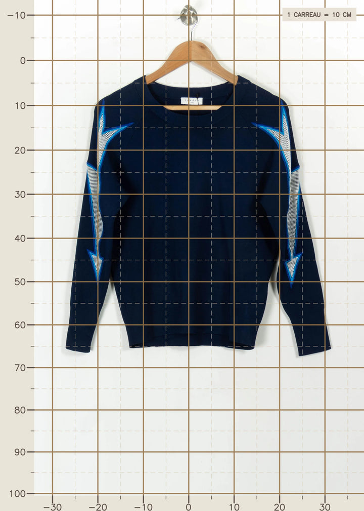 Sweatshirt Bleu et Blanc - Taille S/36 de la marque Sandro | PARAD99742 - Vendu par Paradigme - Image 4