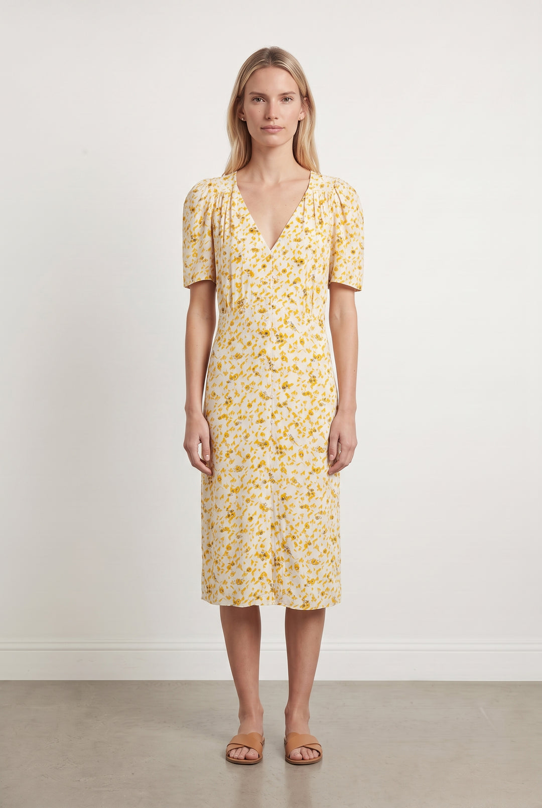 Robe Midi Blanche et Jaune - Taille M/38 de la marque Sessùn | PARAD99745 - Vendu par Paradigme - Image 1