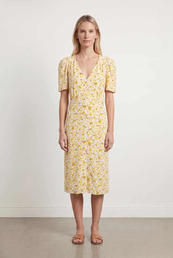 Robe Midi Blanche et Jaune - Taille M/38 de la marque Sessùn | PARAD99745 - Vendu par Paradigme - Image 1