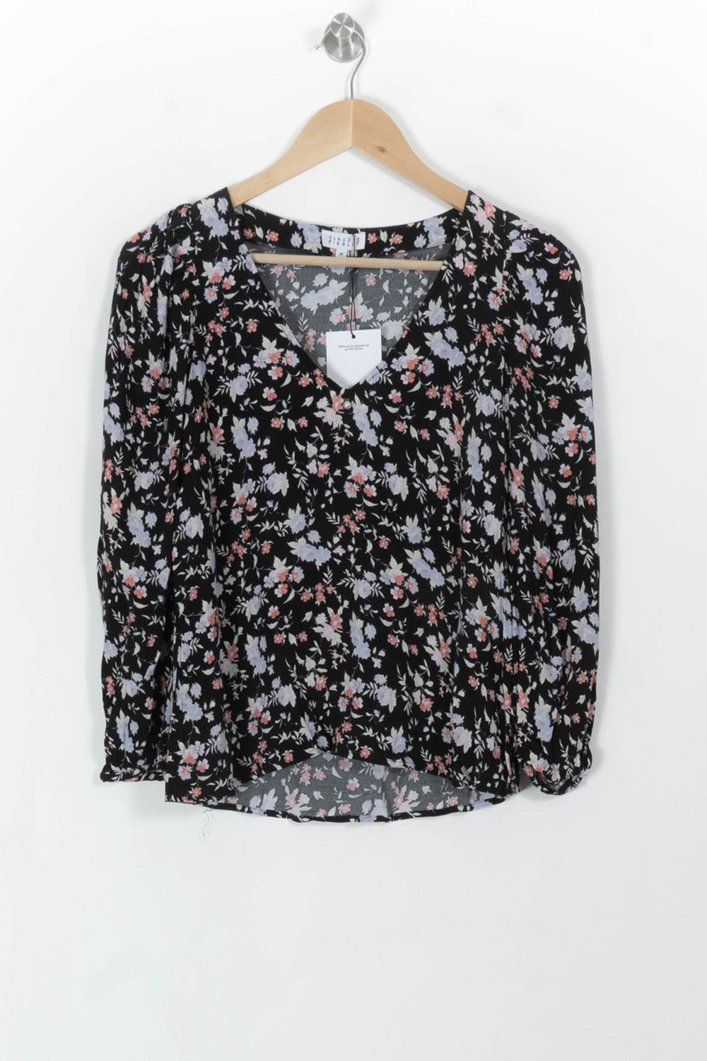 Blouse Noire à Fleurs Multicolores - Taille S/36 de la marque Claudie Pierlot | PARAD99769 - Vendu par Paradigme - Image 2