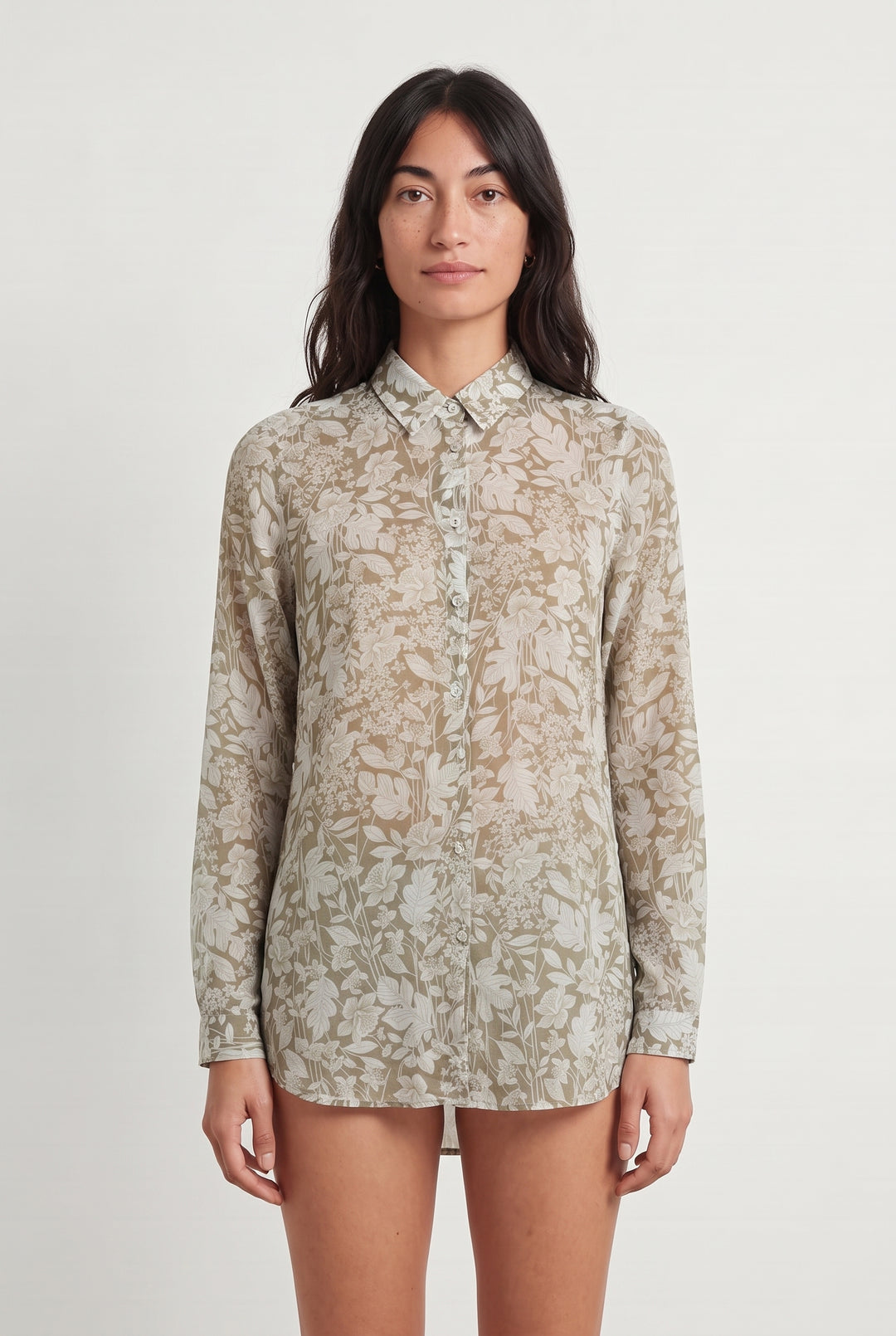 Chemise à Motifs Vert et Blanc - Taille S/36 de la marque Caroll | PARAD99773 - Vendu par Paradigme - Image 1