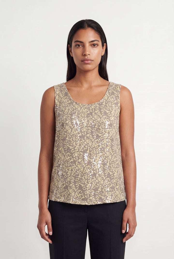 Débardeur Beige et Doré - Taille L/40 de la marque Sud express | PARAD99813 - Vendu par Paradigme - Image 1
