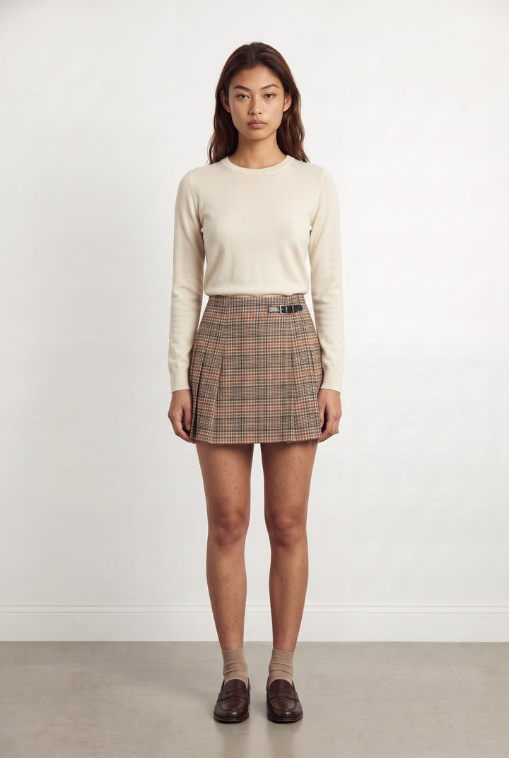 Jupe Courte Beige et Marron - Taille M/38 de la marque Claudie Pierlot | PARAD99932 - Vendu par Paradigme - Image 1